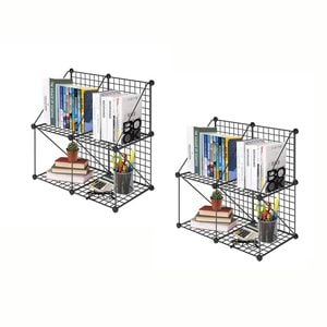 SOGA 2X Black 4-Cube Storage Shelf