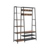 HOMFURN Hall Tree with Shoe Bench, 5-in-1 Entryway Shelf with Coat Rack, Coat Stand with 5 Shelves and 9 Hooks, Brown