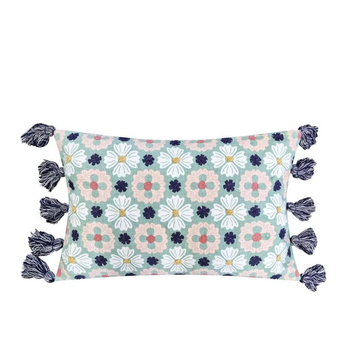 J.Elliot Home Zoe Cushion 35x55cm Peppermint & White Multicolour