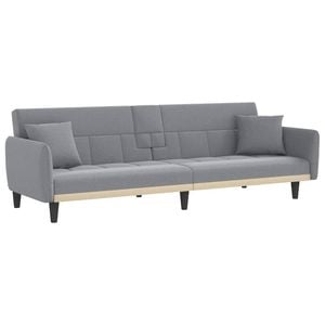 vidaXL Sofa Bed with Cup Holders Light Grey Fabric day bed sofa couch bed