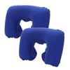Catzon 2 Pcs Inflatable U-Shaped Pillow Flocked Fabric-Royal Blue