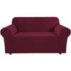 Smarcute 2 Seater High Stretch Jacquqard Textured Sofa Cover Burgundy
