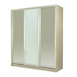 Bedford 1717mm Light Ash 3 Door Sliding Robe Bundle with 2 Mirror and 1 White Glass Doors