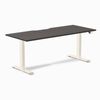 Desky Dual Scalloped Melamine Sit Stand Desk Wheat Frame 180cm - Burnished Wood