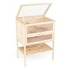 Costway 80cm Wood Hamster Cage W/mesh Flip Roof Multi-ladder Cabinet Rack