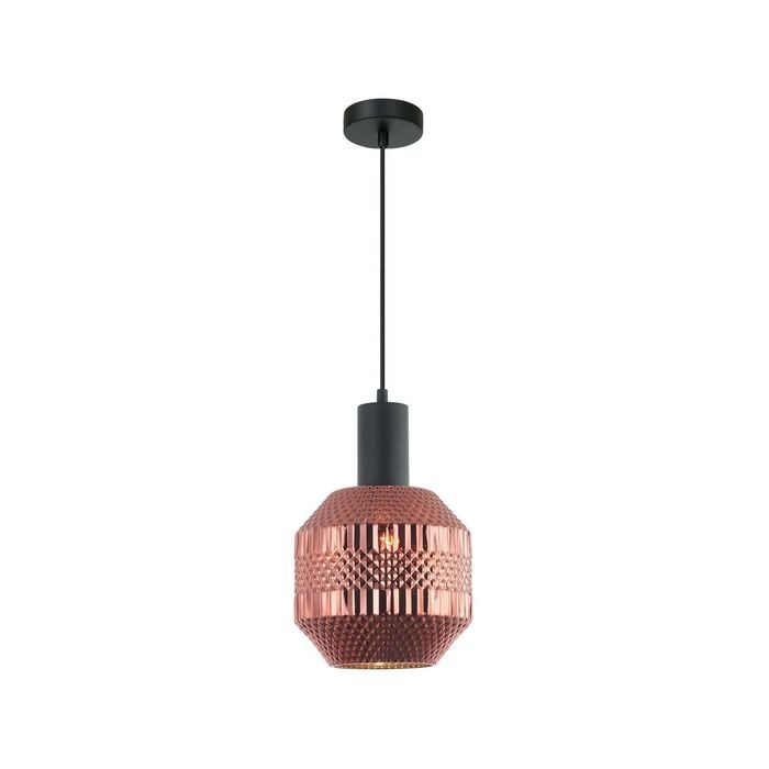 CLA Lighting MARACA Interior Glass Jar With Quadrilateral Segment Pendant Light- Copper