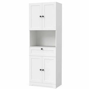 Costway 171.5cm Storage Cabinet Sideboard 4 Door Drawer Adjustable White