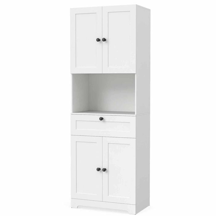 Costway 171.5cm Storage Cabinet Sideboard 4 Door Drawer Adjustable White