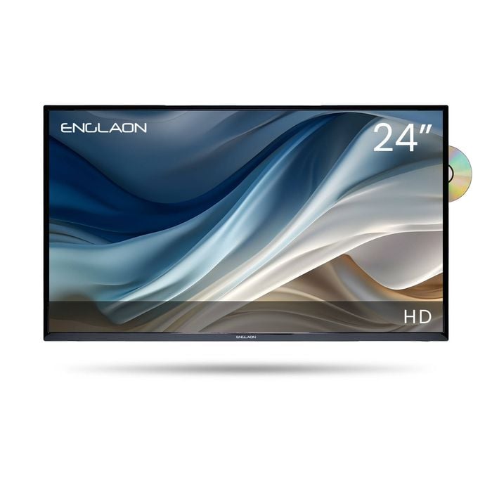 ENGLAON 24" HD LED 12V TV with Built-in DVD Player for Caravan Motorhome RV