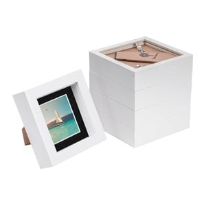 Nicola Spring 4" X 4" White 3d Box Photo Frames - 2" X 2" Mount - Pack Of 5