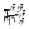 Claire Dining Chair Set of 6 Solid Oak Wood Timber Seat Furniture - Black