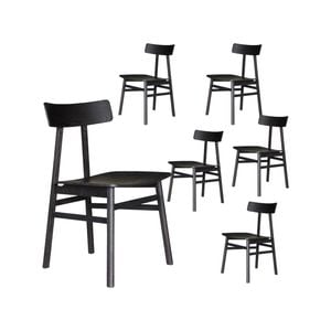 Claire Dining Chair Set of 6 Solid Oak Wood Timber Seat Furniture - Black