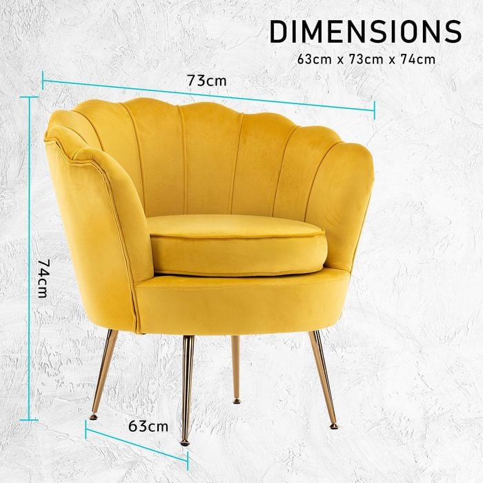 La Bella Shell Scallop Yellow Armchair Lounge Chair Accent Velvet Bunnings Australia