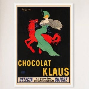 Galrie Stunning Vintage Chocolate Klaus Advertising Poster by Leonetto Cappiello Artwork, White Frame, A4 21 x 30cm (8 x 12inch)