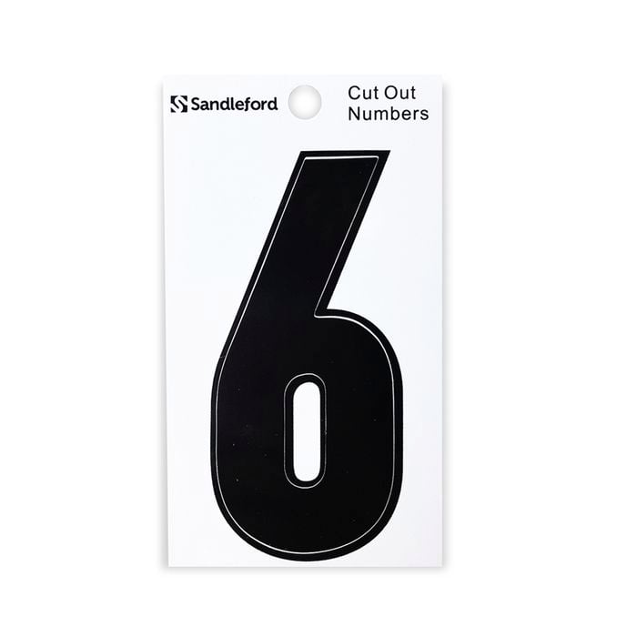 Sandleford 85mm Black Cut Out Self Adhesive House Number 6