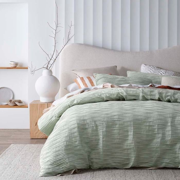 Vintage Design Homewares Single Light Slate Grey Malvern Sage Cotton Quilt Cover Set