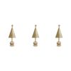 3x LVD Metal/Wood Xmas Tree w/ Star Christmas Holiday Decoration 9x25cm Gold