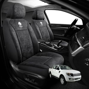 Australian Goose Edition Front Seat Covers for Ford Ranger 2012 - 2015 (PX Dual Cab Ute) - Suede, Universal Fit - Black