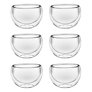 6pc Wilmax England Thermo Glass 120ml Double Wall Bowl - Clear