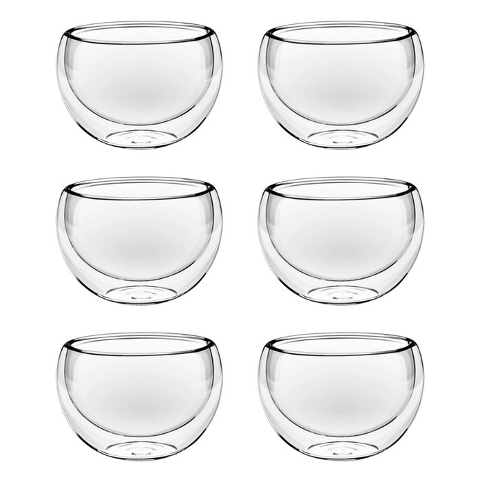 6pc Wilmax England Thermo Glass 120ml Double Wall Bowl - Clear