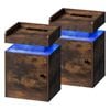 Oikiture Set of 2 Bedside Table LED Nightstand USB Charging Station Natural