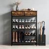 Ufurniture 4 Tier Shoe Rack Shoe Storage Organizer Shoe Stand Console Table, 76*30*98cm,  Rustic Brown+Black