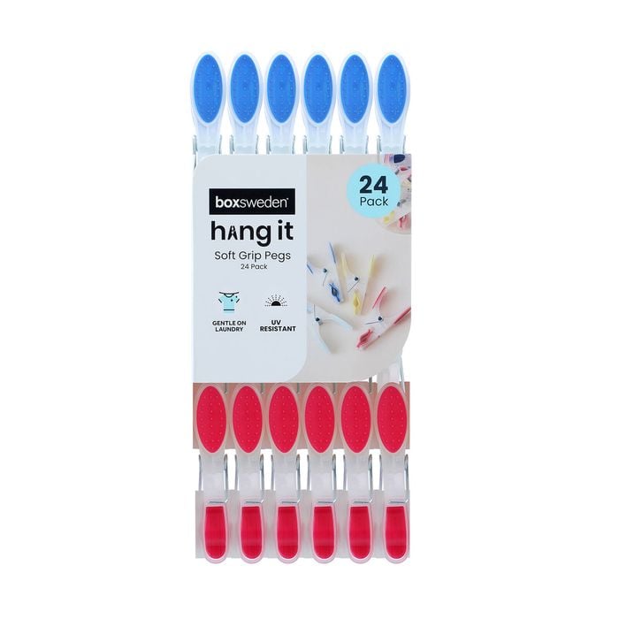 Boxsweden Soft Grip Clothes Pegs - 24 Pack