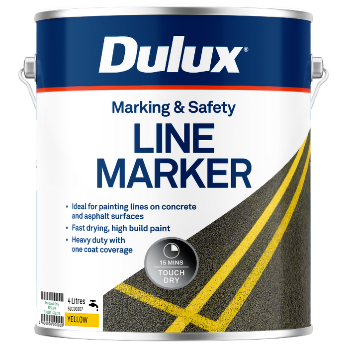 Dulux 4L Yellow Concrete And Paving Line Marker 