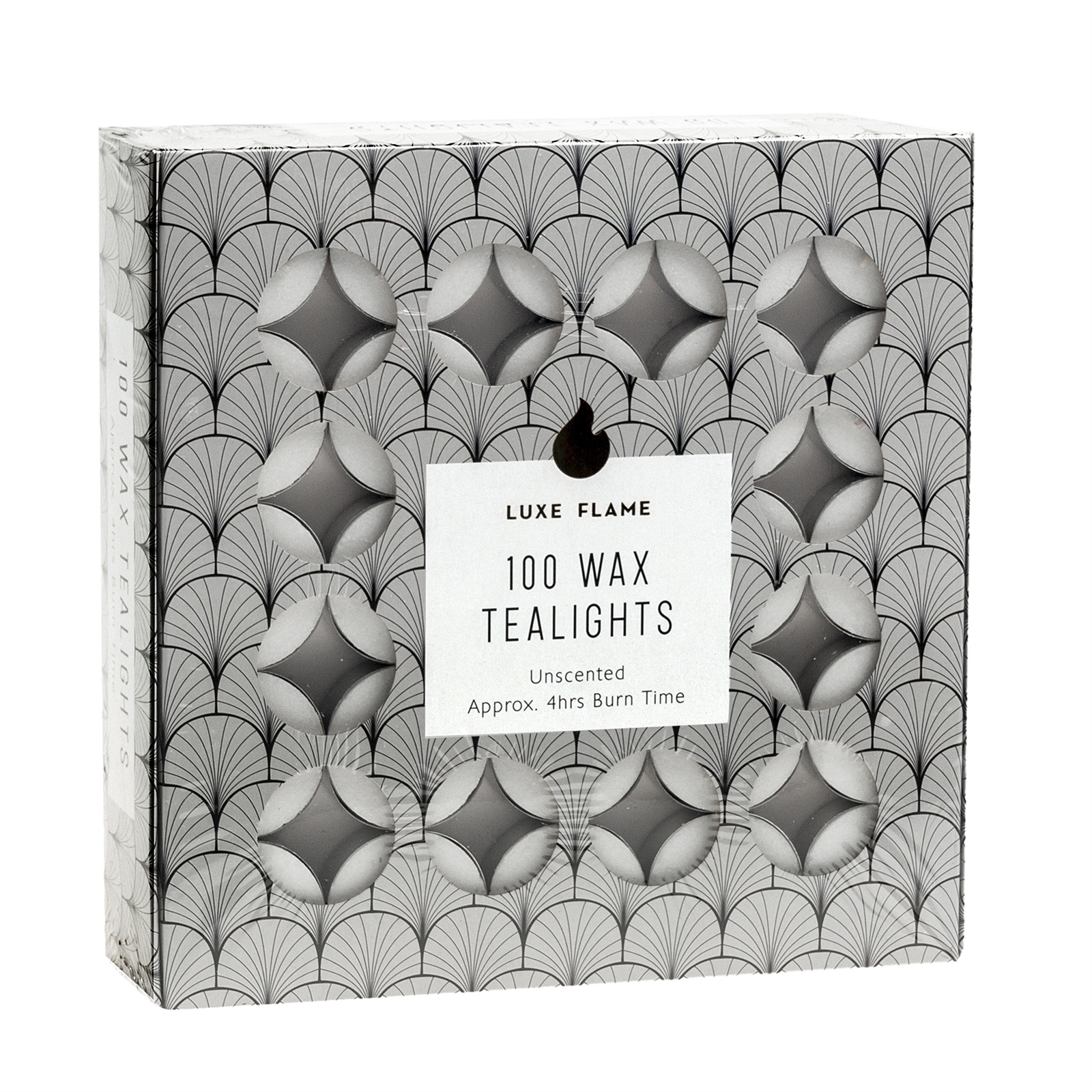 Luxe Flame White 4 Hour Wax Tealights - 100 Pack product image