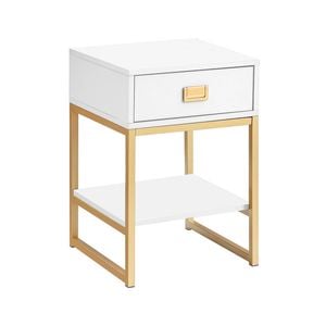 Sarantino Alessia Bedside Table - White/Gold