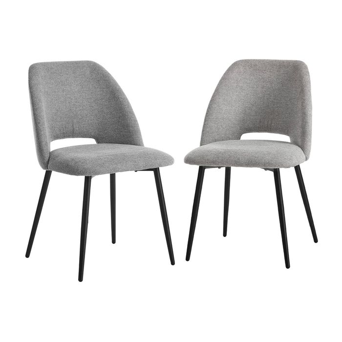 Oikiture 2x Dining Chair Accent Chairs Linen Fabric Grey