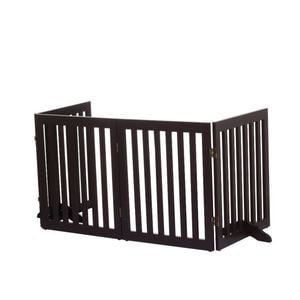 Charlie's Pet Durable Wooden 4 Panel Freestanding Pet Gate Brown 204x1.8x61cm 100% Mdf Charlies