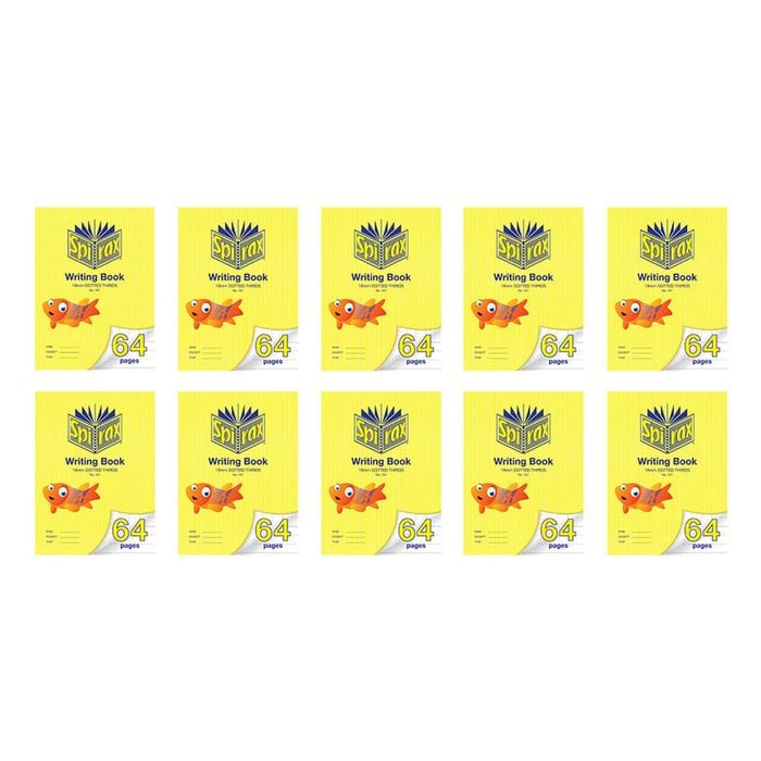 10x Spirax 161 Writing Book 33.5x24cm 64 Pages 18mm Dotted Thirds Yellow