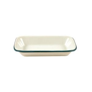 Urban Style Enamelware 14cm Pickle Tray w/ Green Rim - Cottage