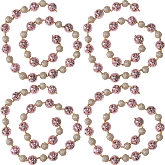4PK LVD Bauble Garland Pink Champagne Seasonal Christmas Decoration