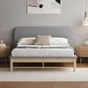 Oikiture Wooden Bed Frame Pine Padded Fabric Edges (Double)