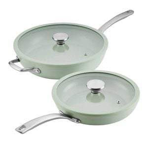 Circulon Halo With Laserdefense(tm) Ceramic Nonstick Induction 25/30cm Covered Skillet Set Sage Green