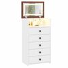 Advwin Dresser Chest of Drawers with Mirror LED Lights 5 Drawers White