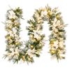 Costway 2.8M Snow Flocked Christmas Garland w/50 Warm White LEDs Xmas Decor