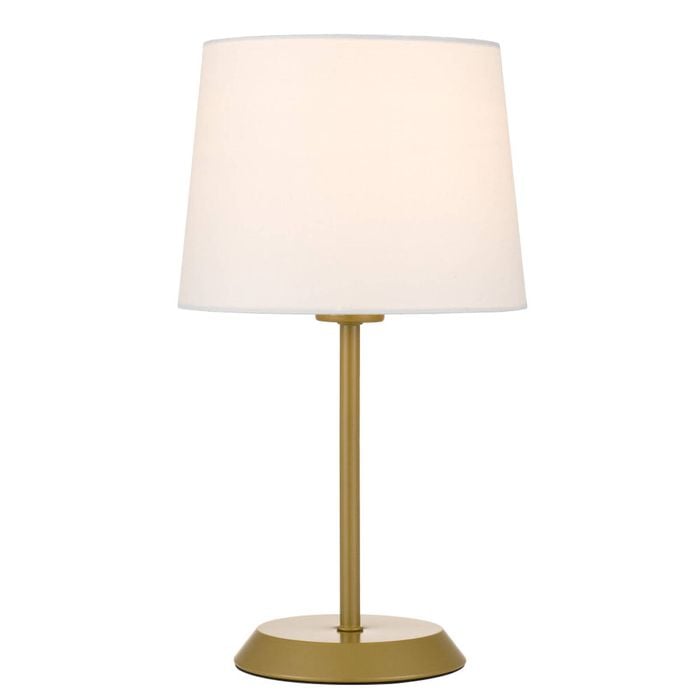 Telbix Jaxon Contemporary Table Desk Lamp Light Metal Fabric Gold Ivory