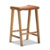 Casey 67cm Coco Tan Flat Leather Natural Teakwood Barstool