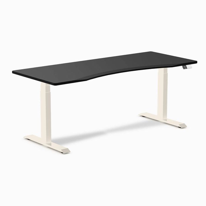 Desky Dual Ergo Edge Sit Stand Desk Wheat Frame 180cm