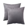 Catzon 2 Pcs Square Throw Pillow Covers Solid Soft Velvet for Spring Sofa-Middle Grey