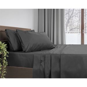 Ardor Single Bed 1000TC Cotton Rich Flat/Fitted/Pillowcase Sheet Set Charcoal