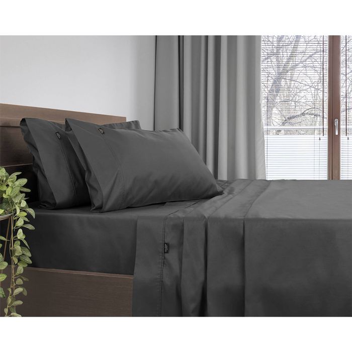 Ardor Single Bed 1000TC Cotton Rich Flat/Fitted/Pillowcase Sheet Set Charcoal