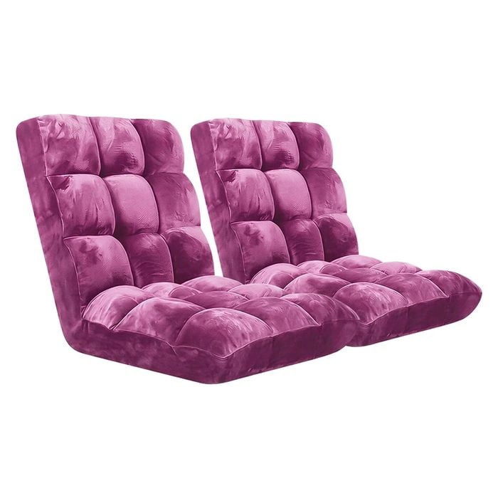 SOGA 2X Pink Floor Recliner Sofa Chair Magenta