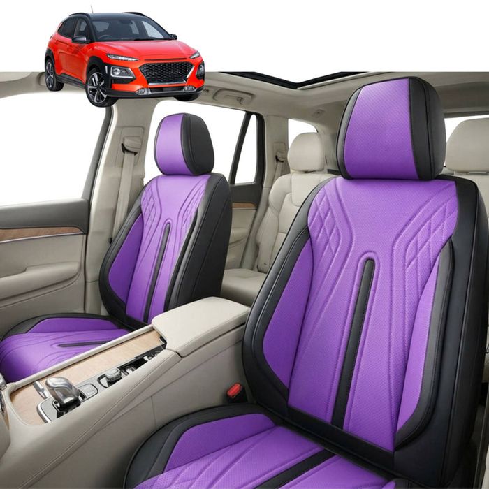 Australian Goose Front Seat Covers for Hyundai Kona 2017 - 2022 (OS) - PU Leather, Purple (2pc)