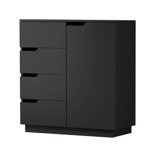 Oikiture Storage Cabinet 4 Drawers Buffet Cupboard Hallway Handleless Black