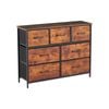 HOMFURN 7-Drawer Dresser with Fabric Bins – Industrial Metal Frame, Wood-Grain Top, for Bedroom Closet Nursery, Rustic Brown