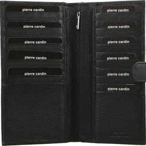Pierre Cardin Leather Passport Holder Travel Wallet W/ Rfid Protection Black